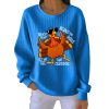 Retro Thanksgiving Turkey Print Round Neck Ribbed Sweatshirt 5