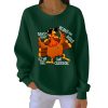Retro Thanksgiving Turkey Print Round Neck Ribbed Sweatshirt 8