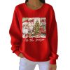 Retro Tis The Season Christmas Print Pit Striped Sweatshirt