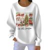 Retro Tis The Season Christmas Print Pit Striped Sweatshirt 2
