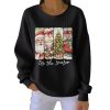Retro Tis The Season Christmas Print Pit Striped Sweatshirt 4