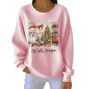 Retro Tis The Season Christmas Print Pit Striped Sweatshirt 5