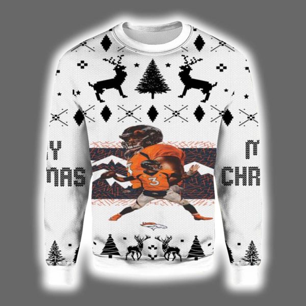 Russell Wilson 3 Broncos Ugly Christmas Sweater
