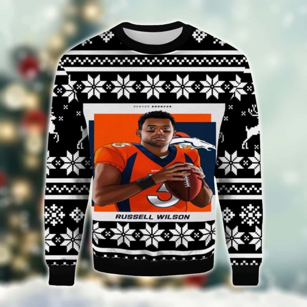 Russell Wilson Broncos Ugly Christmas Sweater 2