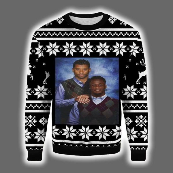 Russell Wilson Jerry Jeudy Broncos Step Brothers Ugly Christmas Sweater