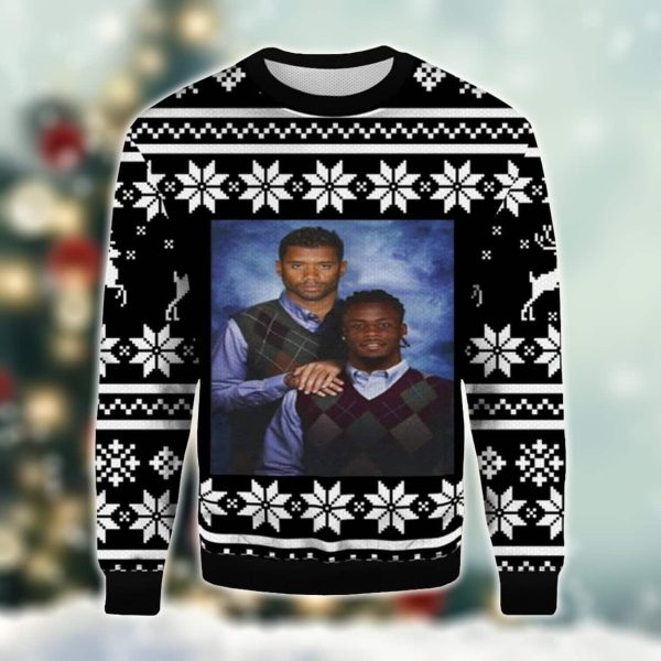 Russell Wilson Jerry Jeudy Broncos Step Brothers Ugly Christmas Sweater 2