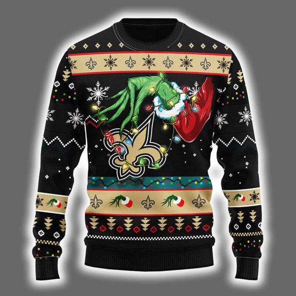 Saints Grnch Hand Ugly Christmas Sweater 2