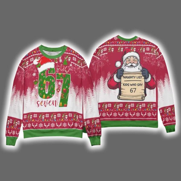 Santa Naughty List Kids Who Say 67 Ugly Christmas Sweater 3