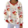 Santa Snowflake Round-Neck Pit Striped Sweatshirt