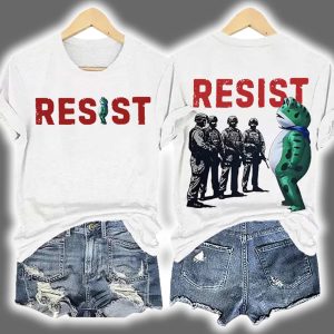 Retro Portland Frog Resist Print Two-Sided Shirt