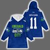 Seahawks Emerald City Jaxon Smith-Njigba 11 Blanket Hoodie