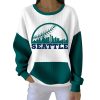 Seattle Baseball Print Ribbed Pit Striped Sweatshirt