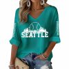 Seattle Baseball Print Waffle Long Sleeve T Shirt 4