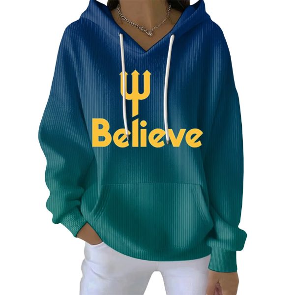 Seattle Believe Baseball Print Ribbed Hoodie