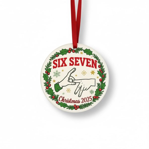 Six Seven 67 2025 Christmas Pattern Ceramic Ornament