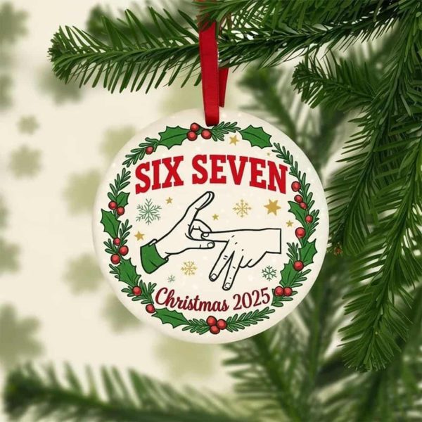 Six Seven 67 2025 Christmas Pattern Ceramic Ornament 2