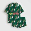 Six Seven Christmas Grnch Santa Satin Pajama Set 2