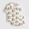 Six Seven Christmas Grnch Skeleton Satin Pajama Set