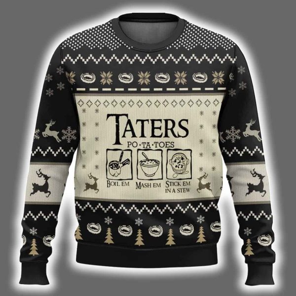 Snowy Night Taters Potatoes The Lord Of The Rings Ugly Christmas Sweater 2