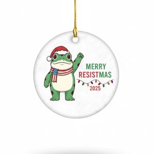Merry Resistmas Portland Frog 2025 Christmas Ornament
