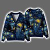 Starry Night Phone Booth Christmas Cardigan