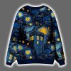 Starry Night Phone Booth Christmas Cardigan 3