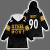 Steelers Steel Mode TJ Watt 90 Blanket Hoodie