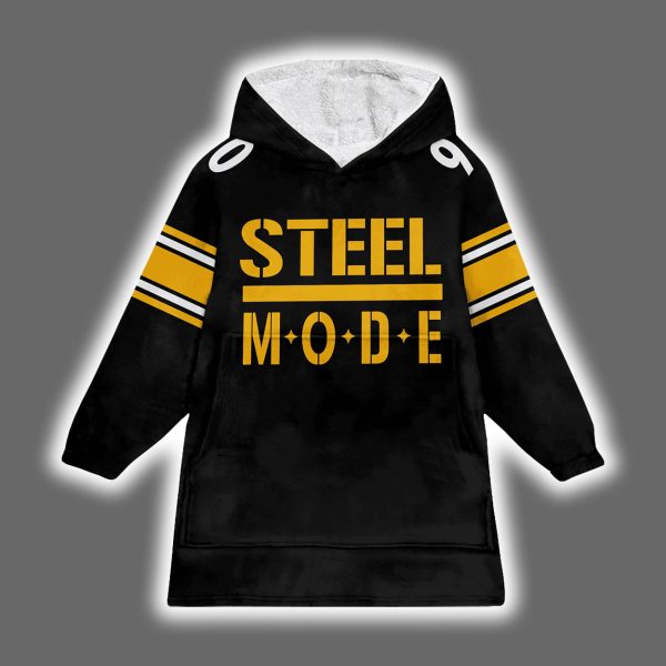 Steelers Steel Mode TJ Watt 90 Blanket Hoodie 2
