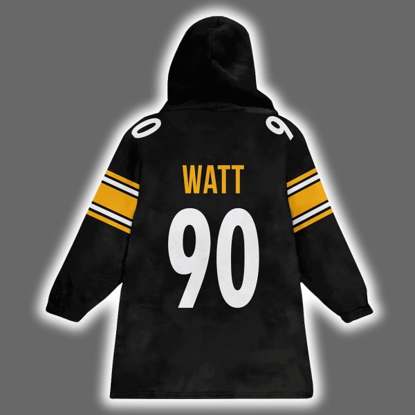 Steelers Steel Mode TJ Watt 90 Blanket Hoodie 3