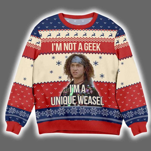 Stoney Brown Encino Man I'm Not a Geek I'm Not A Geek Ugly Christmas Sweater