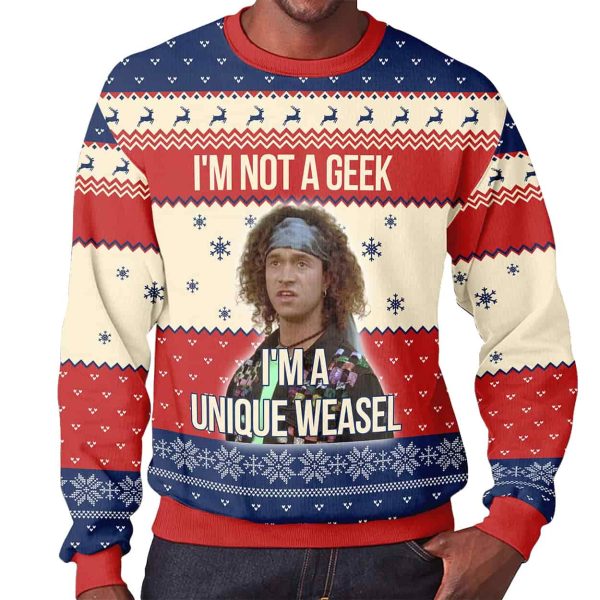 Stoney Brown Encino Man Im Not a Geek Im Not A Geek Ugly Christmas Sweater 2