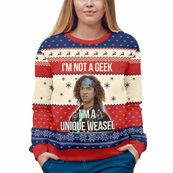 Stoney Brown Encino Man Im Not a Geek Im Not A Geek Ugly Christmas Sweater 3
