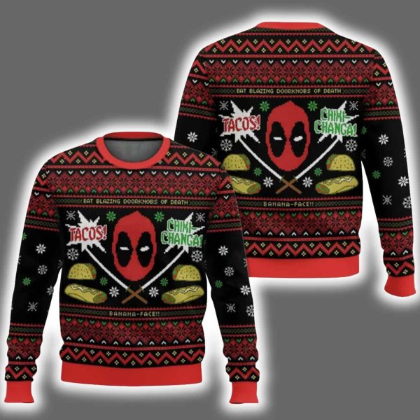 Tacos Chiki-changa Deadpool Ugly Christmas Sweater