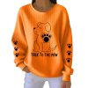 Talk To The Paws Funny Puppy Print Ribbed Pit Striped Sweatshirt 2