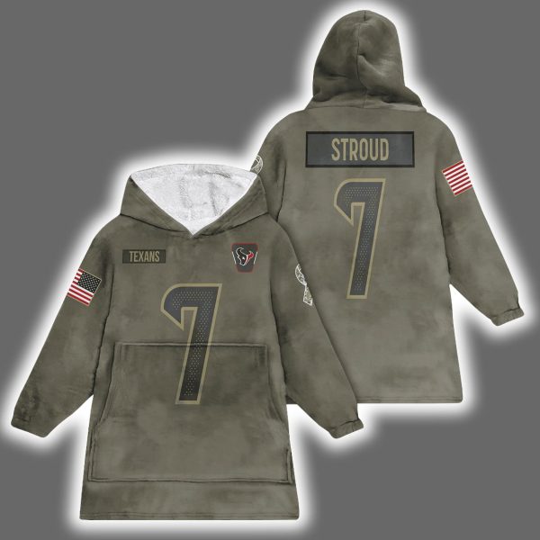 Texans CJ Stroud 7 Salute to Service Blanket Hoodie