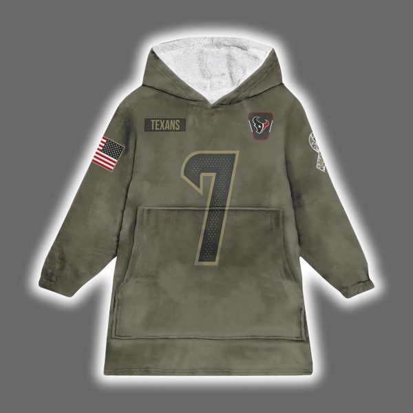 Texans CJ Stroud 7 Salute to Service Blanket Hoodie 2