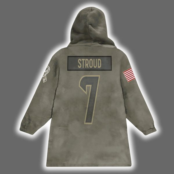 Texans CJ Stroud 7 Salute to Service Blanket Hoodie 3