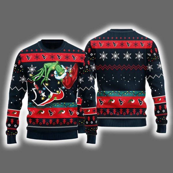 Texans Grnch Hand Ugly Christmas Sweater