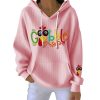 Thanksgiving Gobble Turkey Print Ribbed Pit Striped Hoodie 3