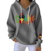 Thanksgiving Gobble Turkey Print Ribbed Pit Striped Hoodie 5