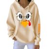 Thanksgiving Turkey Print Ribbed Pit Striped Hoodie 3