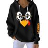 Thanksgiving Turkey Print Ribbed Pit Striped Hoodie 4