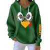 Thanksgiving Turkey Print Ribbed Pit Striped Hoodie 5