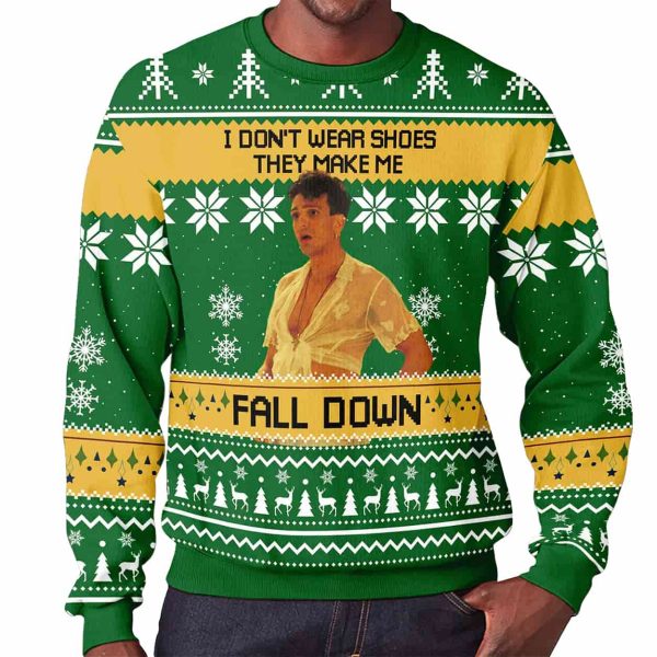 The Birdcage Agador Spartacus I Dont Wear Shoes They Make Me Fall Down Ugly Christmas Sweater 2