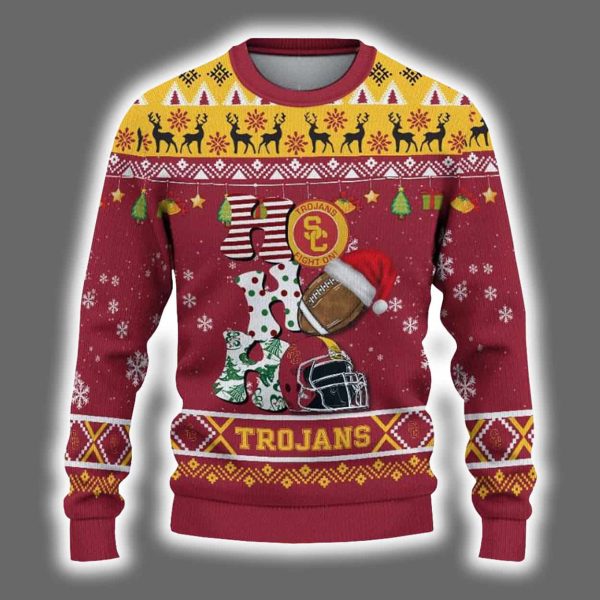 Trojans Football HO HO HO Ugly Christmas Sweater 2
