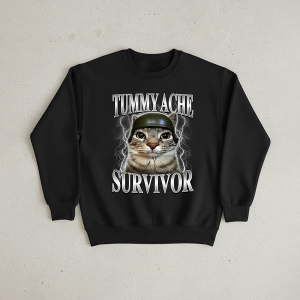 Tummy Ache Survivor Cat Meme Shirt 2