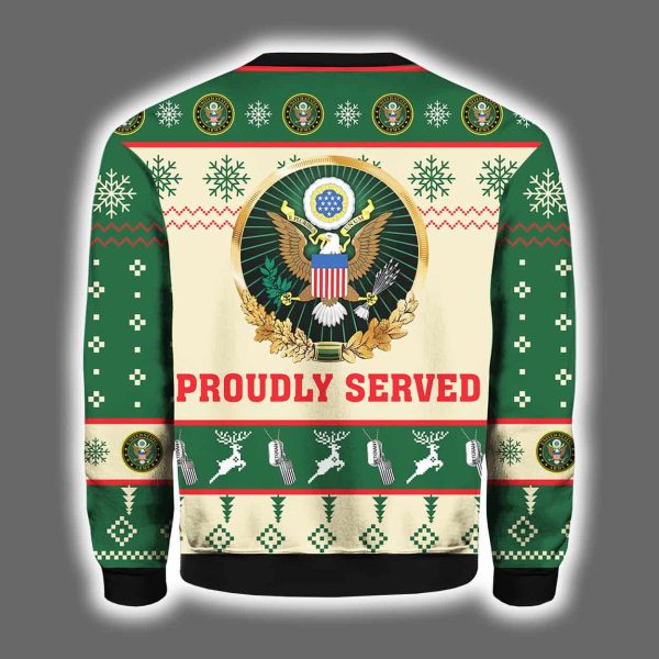 US Army Proudly Served Veterans Ugly Christmas Sweater 3
