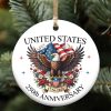 United States 250 Years Anniversary 1776 2026 Ceramic Christmas Ornament 2