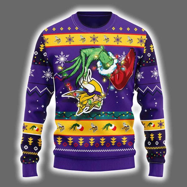 Vikings Grnch Hand Ugly Christmas Sweater 2