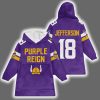 Vikings Purple Reign Justin Jefferson 18 Blanket Hoodie